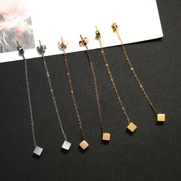 Jewelry - Square Long Earrings Stainless Steel Earrings